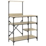 vidaXL Pekárenský regál, dub sonoma 90x40x132 cm, kompozitné drevo+kov – Obrázok 2