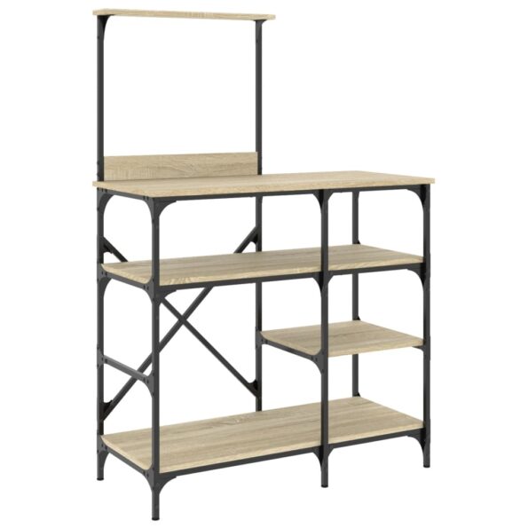 vidaXL Pekárenský regál, dub sonoma 90x40x132 cm, kompozitné drevo+kov – Obrázok 2