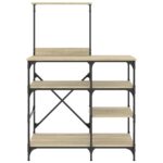 vidaXL Pekárenský regál, dub sonoma 90x40x132 cm, kompozitné drevo+kov – Obrázok 4