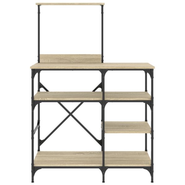 vidaXL Pekárenský regál, dub sonoma 90x40x132 cm, kompozitné drevo+kov – Obrázok 4