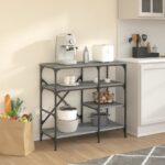 vidaXL Pekárenský regál, sivá sonoma 90x40x84 cm, kompozitné drevo+kov – Obrázok 3