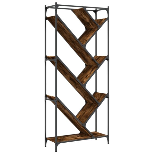 vidaXL Knižnica, tmavý dub 79x30x180 cm, kompozitné drevo a kov – Obrázok 2