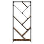 vidaXL Knižnica, tmavý dub 79x30x180 cm, kompozitné drevo a kov – Obrázok 5