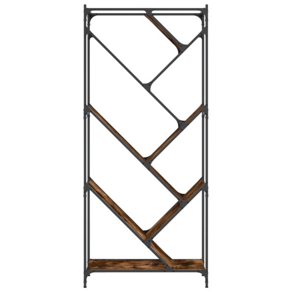 vidaXL Knižnica, tmavý dub 79x30x180 cm, kompozitné drevo a kov – Obrázok 5