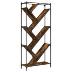 vidaXL Knižnica, tmavý dub 79x30x180 cm, kompozitné drevo a kov – Obrázok 7