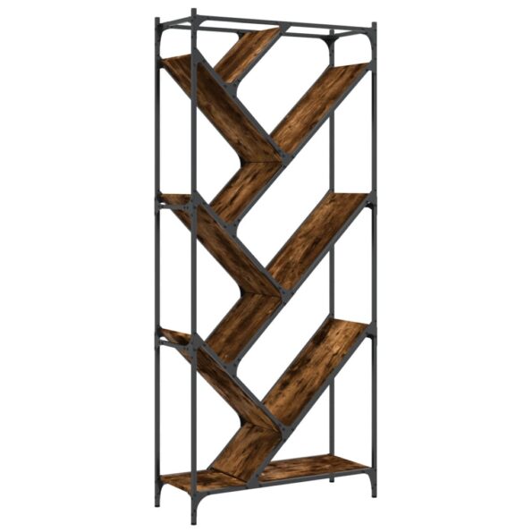 vidaXL Knižnica, tmavý dub 79x30x180 cm, kompozitné drevo a kov – Obrázok 7