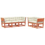 vidaXL 5-dielna záhr.súprava pohoviek s vankúšmi voskovohnedá borovica – Obrázok 2