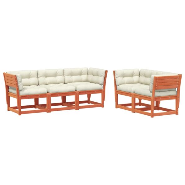 vidaXL 5-dielna záhr.súprava pohoviek s vankúšmi voskovohnedá borovica – Obrázok 2