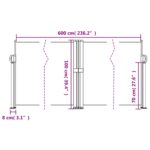 vidaXL Zaťahovacia bočná markíza, červená 100x600 cm – Obrázok 10