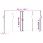 vidaXL Zaťahovacia bočná markíza, krémová 140x600 cm – Obrázok 10