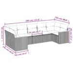 vidaXL 7-dielna záhradná súprava pohoviek s vankúšmi čierna polyratan – Obrázok 7