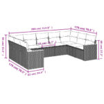 vidaXL 9-dielna záhradná jedálenská sada s vankúšmi čierna polyratan – Obrázok 7