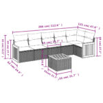 vidaXL 7-dielna záhradná sedacia súprava a vankúše béžová polyratan – Obrázok 8