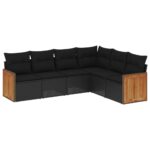 vidaXL 6-dielna záhradná súprava pohoviek s vankúšmi čierna polyratan – Obrázok 2