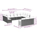 vidaXL 13-dielna záhr. jedálenská súprava s vankúšmi čierna polyratan – Obrázok 7