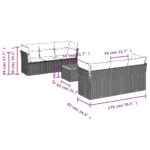 vidaXL 7-dielna záhradná sedacia súprava a vankúše béžová polyratan – Obrázok 3