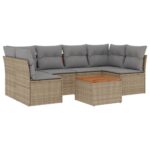 vidaXL 7-dielna záhradná sedacia súprava a vankúše béžová polyratan – Obrázok 2