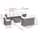vidaXL 9-dielna záhradná jedálenská sada s vankúšmi čierna polyratan – Obrázok 3