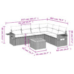 vidaXL 7-dielna záhradná sedacia súprava a vankúše béžová polyratan – Obrázok 9