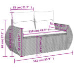 vidaXL 11-dielna záhradná jedálenská súprava vankúše béžová polyratan – Obrázok 9