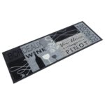 vidaXL Kuchynský koberec, prateľný, Víno, sivý 45x150 cm, zamat