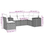 vidaXL 5-dielna záhradná súprava pohoviek s vankúšmi čierna polyratan – Obrázok 7