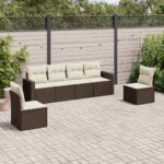 vidaXL 6-dielna záhradná sedacia súprava s vankúšmi hnedá polyratanová
