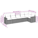 vidaXL 6-dielna záhradná sedacia súprava s vankúšmi hnedá polyratanová – Obrázok 3