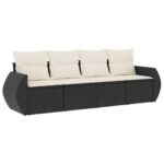 vidaXL 4-dielna záhradná sedacia súprava s podložkami čierna polyratan – Obrázok 2