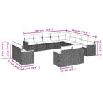 vidaXL 13-dielna záhr. jedálenská súprava s vankúšmi čierna polyratan – Obrázok 3