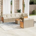 vidaXL 9-dielna záhradná súprava pohoviek s vankúšmi béžová polyratan