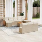 vidaXL 11-dielna záhradná jedálenská súprava vankúše béžová polyratan