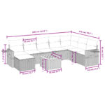 vidaXL 9-dielna záhr. jedálenská sada s vankúšmi mix béžovej polyratan – Obrázok 3