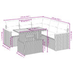 vidaXL 6-dielna záhradná súprava pohoviek s vankúšmi čierna polyratan – Obrázok 3