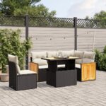 vidaXL 6-dielna záhradná súprava pohoviek s vankúšmi čierna polyratan