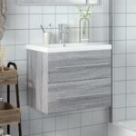 vidaXL Kúpeľňová umývadlová skrinka so zabudov. umývadlom sivá sonoma – Obrázok 3