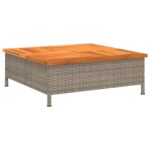 vidaXL Záhradný stôl sivý 70x70x25 cm ratan a akáciový masív – Obrázok 2