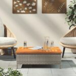 vidaXL Záhradný stôl sivý 70x70x25 cm ratan a akáciový masív – Obrázok 3