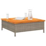 vidaXL Záhradný stôl sivý 70x70x25 cm ratan a akáciový masív – Obrázok 4