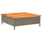vidaXL Záhradný stôl sivý 70x70x25 cm ratan a akáciový masív – Obrázok 7