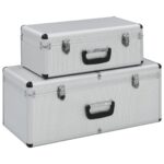 vidaXL Úložné kufríky 2 ks strieborné hliníkové