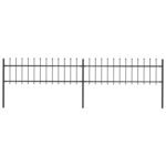 vidaXL Záhradný plot so špicatými vrchmi čierny oceľový 3,4x0,6 m