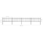 vidaXL Oceľový záhradný plot so špicatými vrchmi čierny 6,8-0,8 m – Obrázok 5