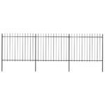 vidaXL Oceľový záhradný plot so špicatými vrchmi čierny 5,1x1,5 m