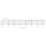 vidaXL Oceľový záhradný plot so špicatými vrchmi čierny 11,9x1,5 m – Obrázok 5