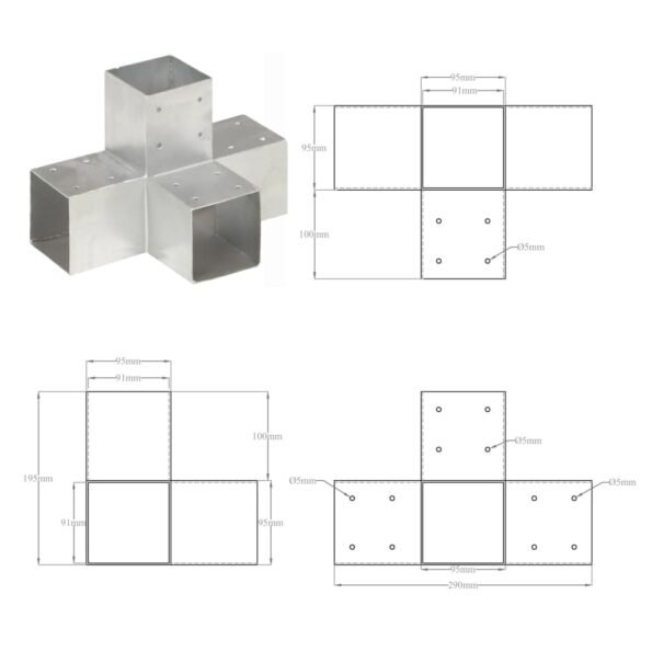 VXL8719883833989_g_en_hd_7.jpg vidaXL Trámové spojky 4 ks v tvare X 91x91 mm pozinkovaný kov – Obrázok 8