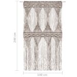 vidaXL Záclona macrame sivo-hnedá 140x240 cm bavlna – Obrázok 5