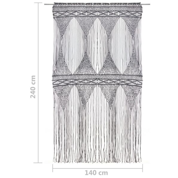 vidaXL Záclona macrame antracitová 140x240 cm bavlna – Obrázok 5