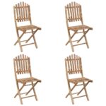 vidaXL 5-dielna skladacia vonkajšia jedálenská súprava s podložkami bambus – Obrázok 4