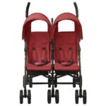 vidaXL Kočík pre dvojičky červený oceľový – Obrázok 2